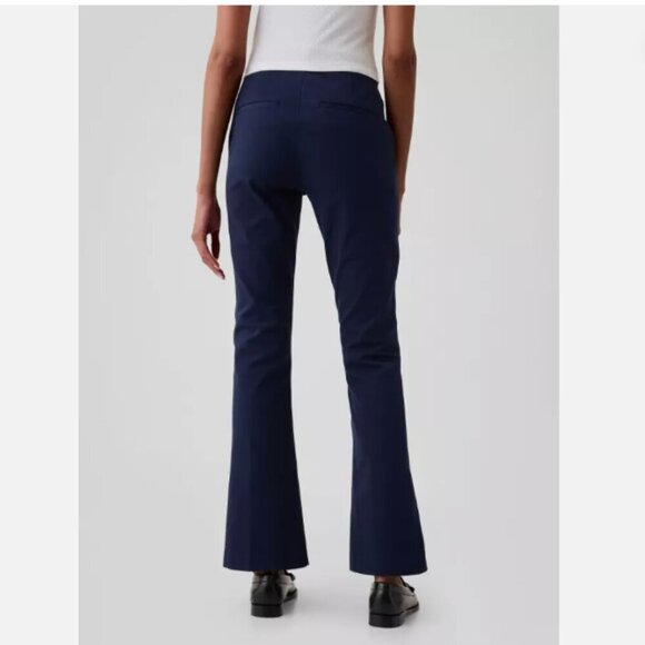 GAP High Rise Flare Pintuck Pleat Stretch Pants Navy Blue 10 PETITE RT$80 NWT - Picture 2 of 16